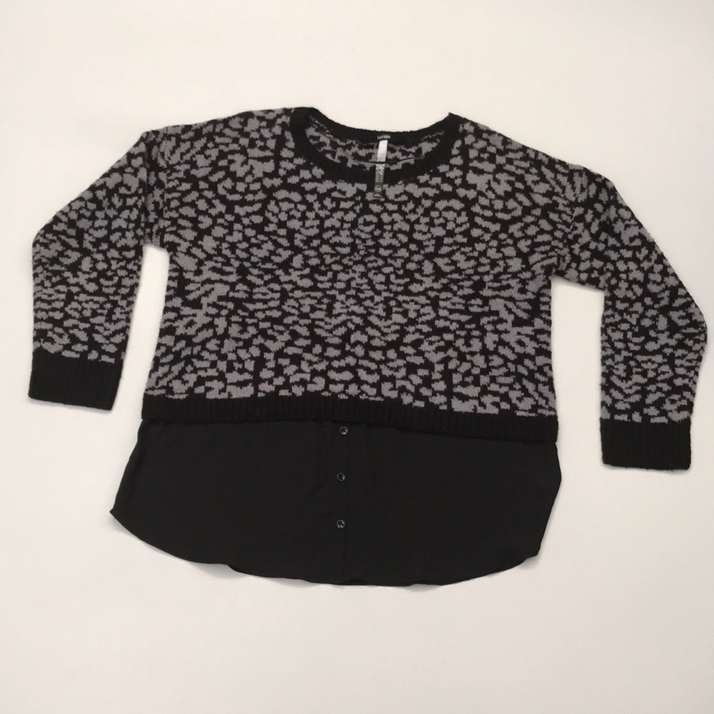 Kensie animal print sweater blouse XL black Grey - Picture 5 of 8